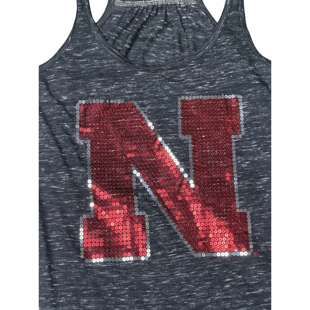 Bella Canvas Women’s Tank Top Black Size XS Nebraska Conrhuskers Black Marble - Picture 3 of 9